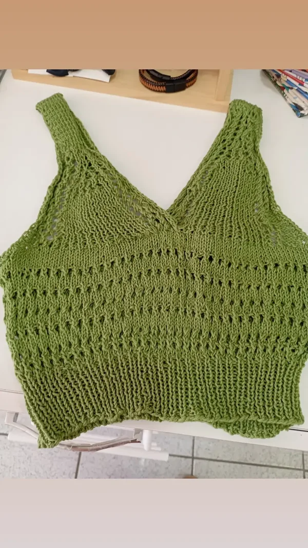 Handmade crochet green top