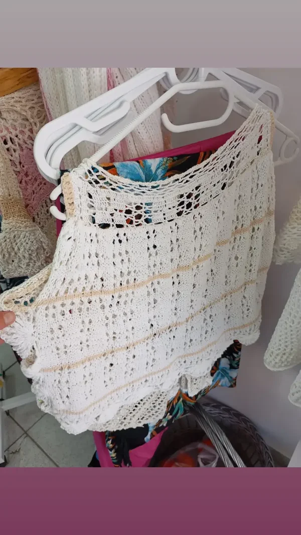 Handmade crochet blouze white bez