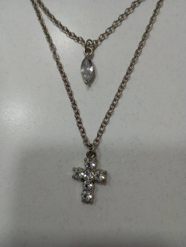 Σταύρος με drop διπλή αλυσίδα (steel)