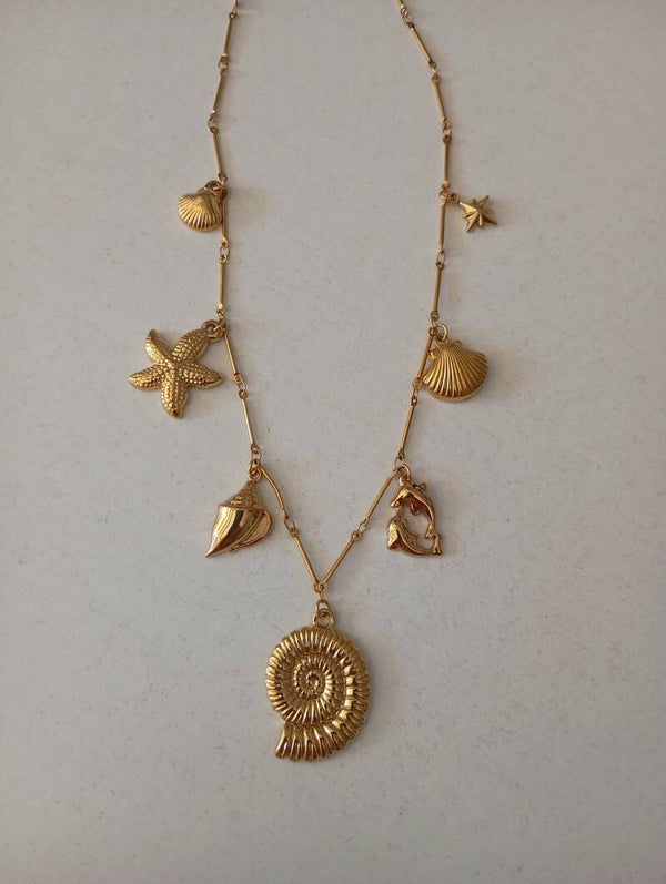 Κολιε κοχλίας με charms καλοκαιρινά (steel)
