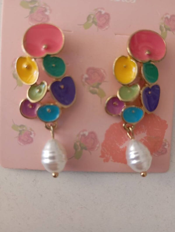 Coral pearl earrings