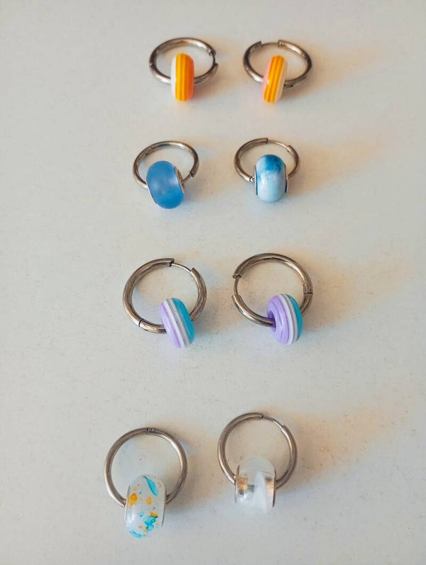 Hoops bead earrings (steel)