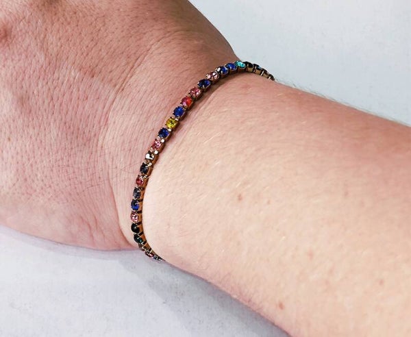 Colourfull zirgon bracelet (steel)