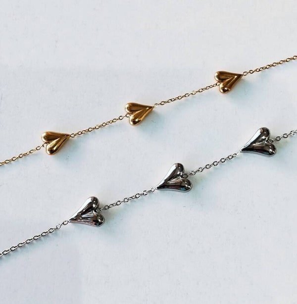 Αλυσίδα κρίκοι καρδούλες bracelet (steel)