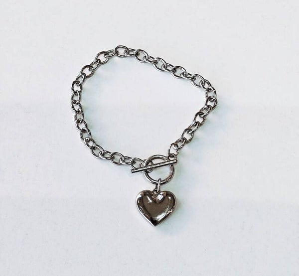 Καρδιά με αλυσίδα bracelet gold/silver (steel)