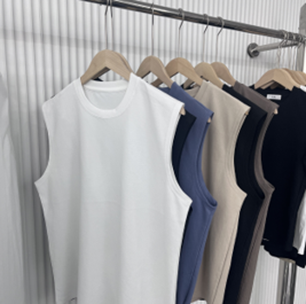 Ribbed cloud yarn cotton shoulder sleeveless