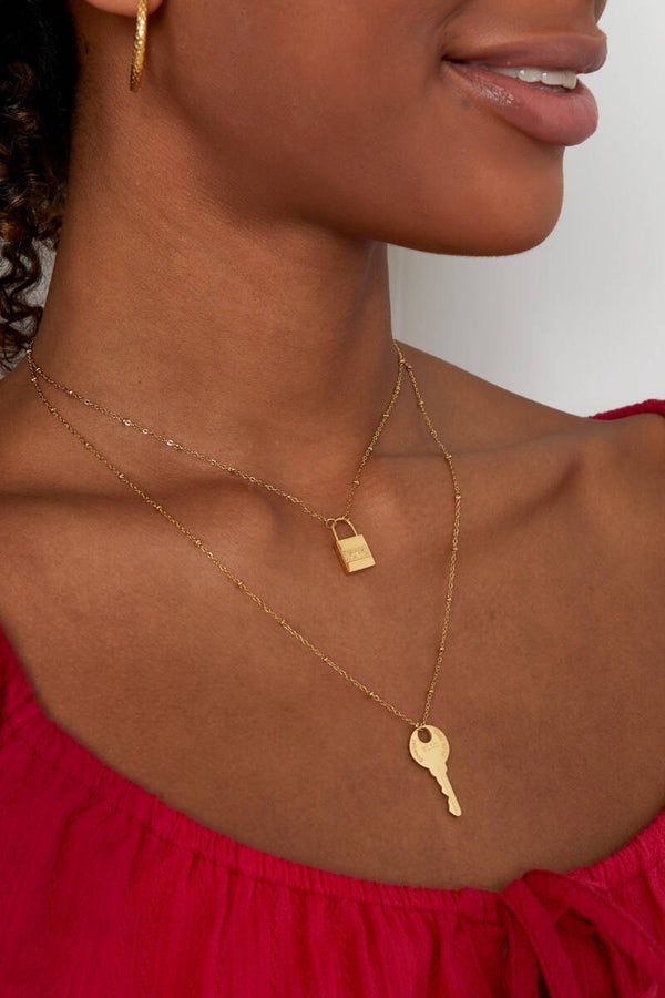 Ketting sleutel & slot  Love - goud