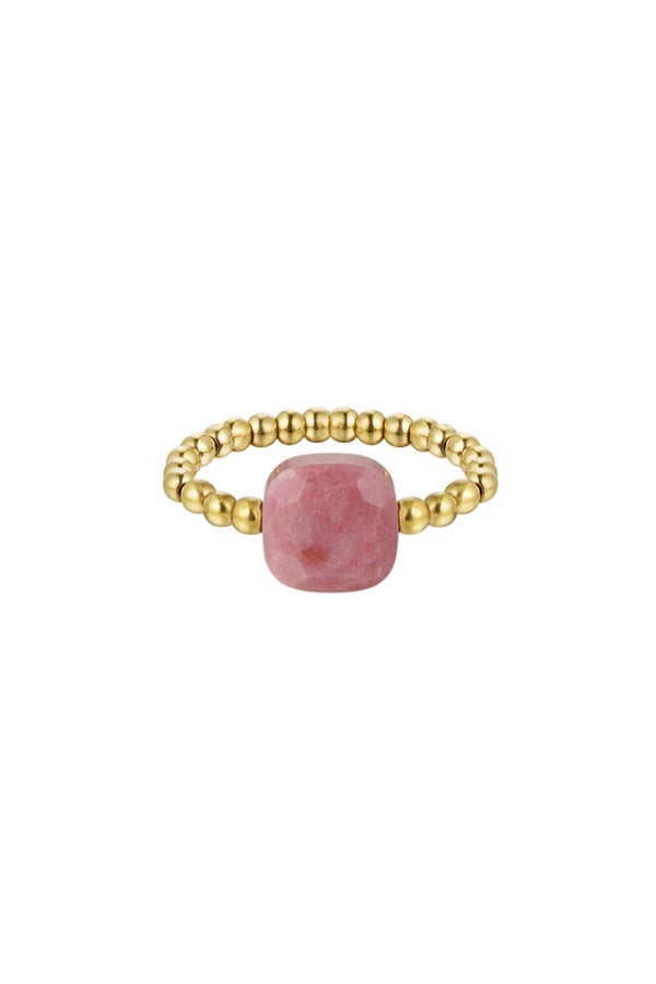 Ring big stone pink