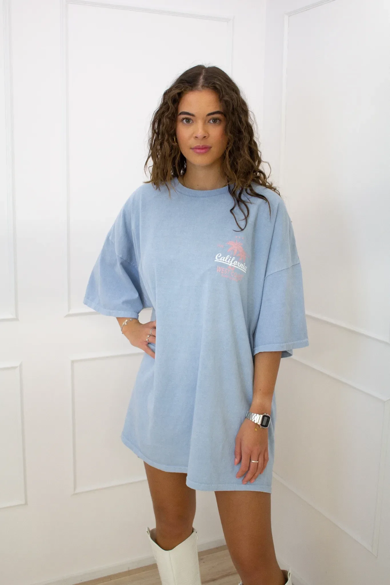T-shirt jurk California Blauw