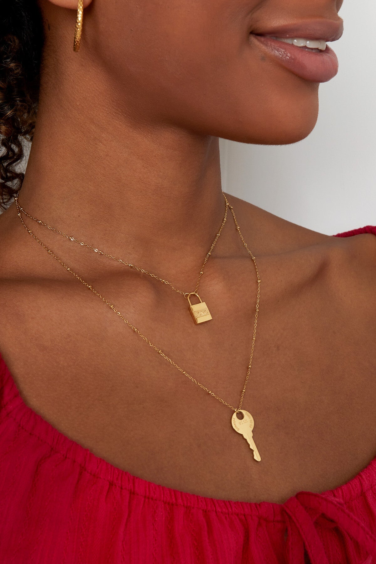 Ketting sleutel & slot  Love - goud