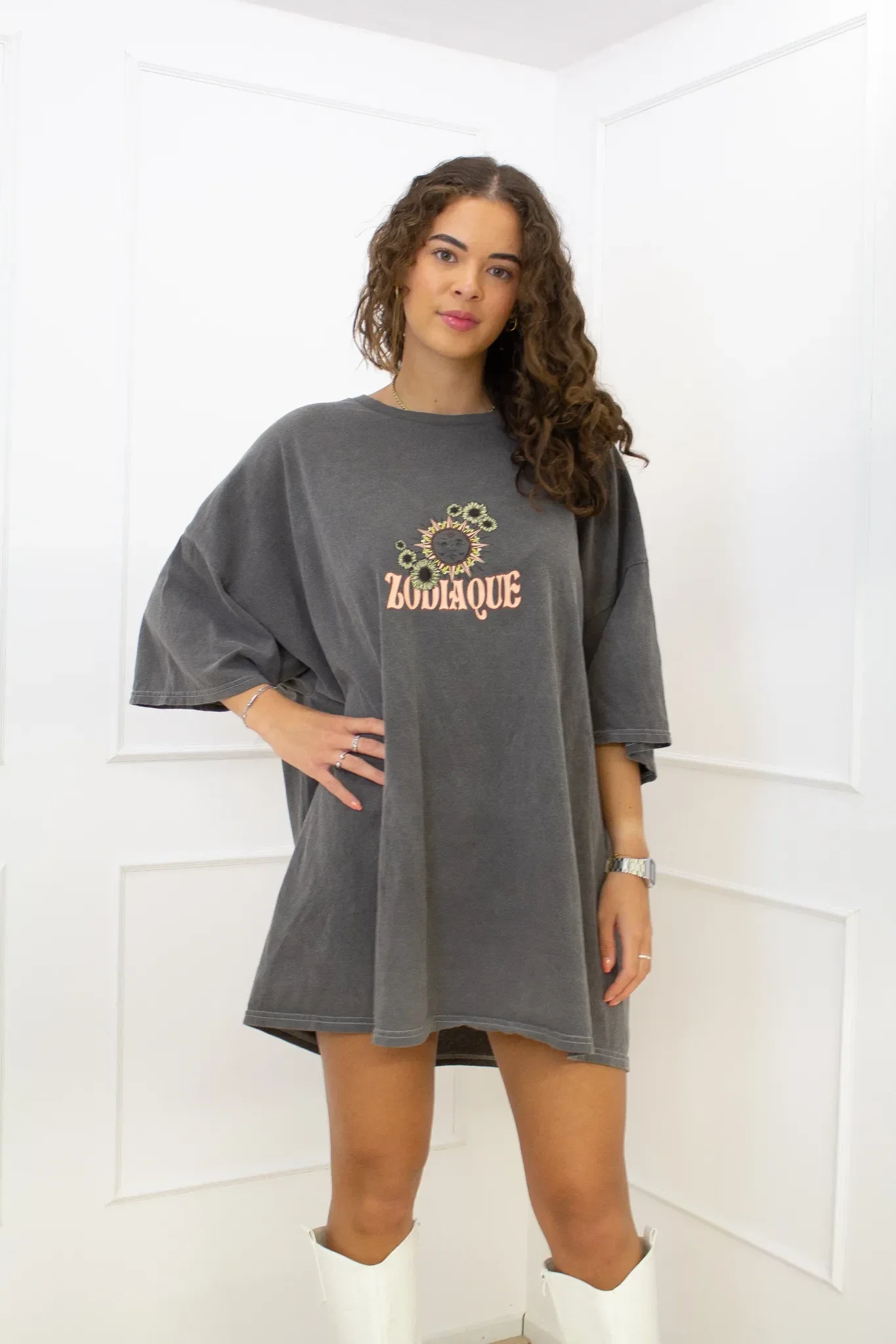 T-shirt jurk Zodiaque - Washed Grey