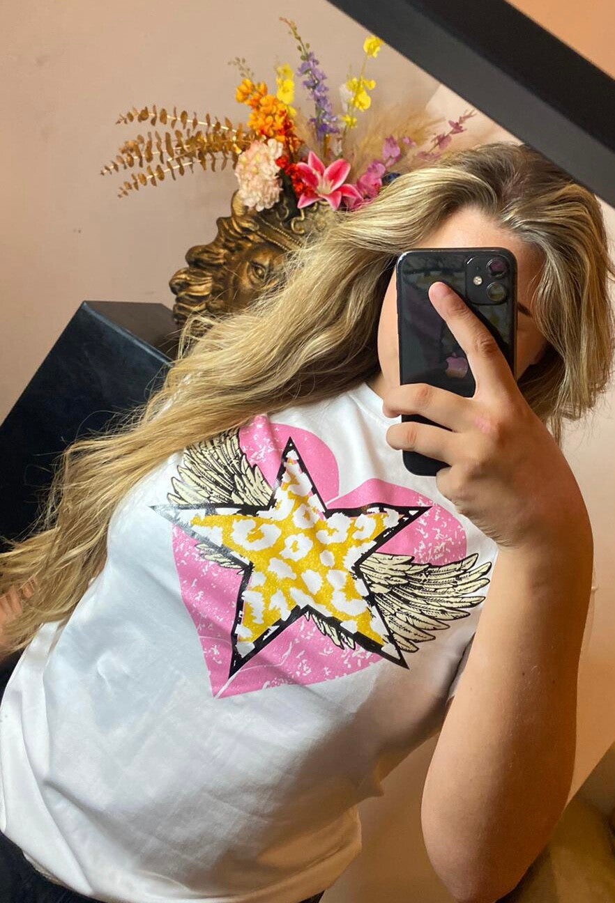 T-shirt star - roze