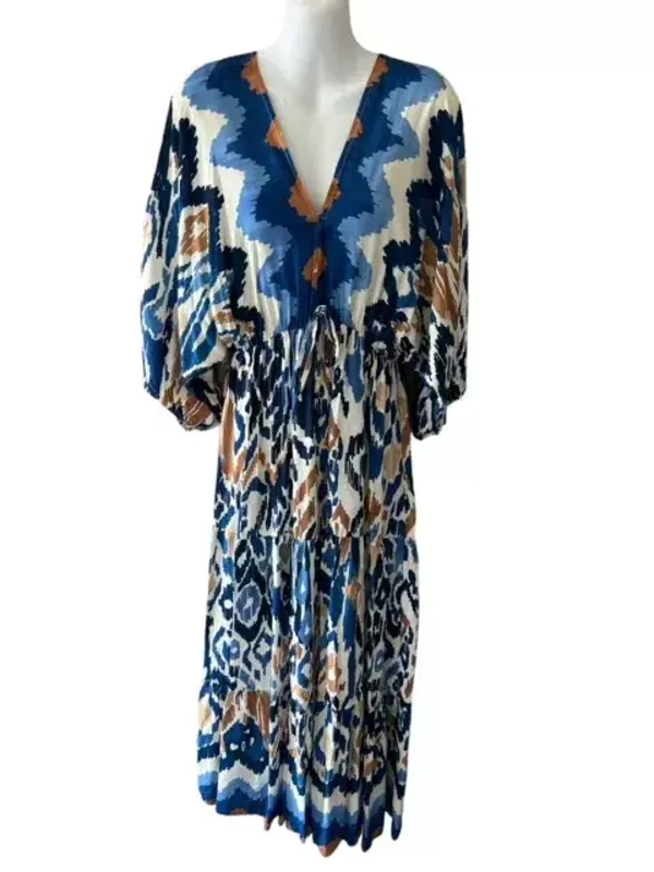 Plus size print dress blue