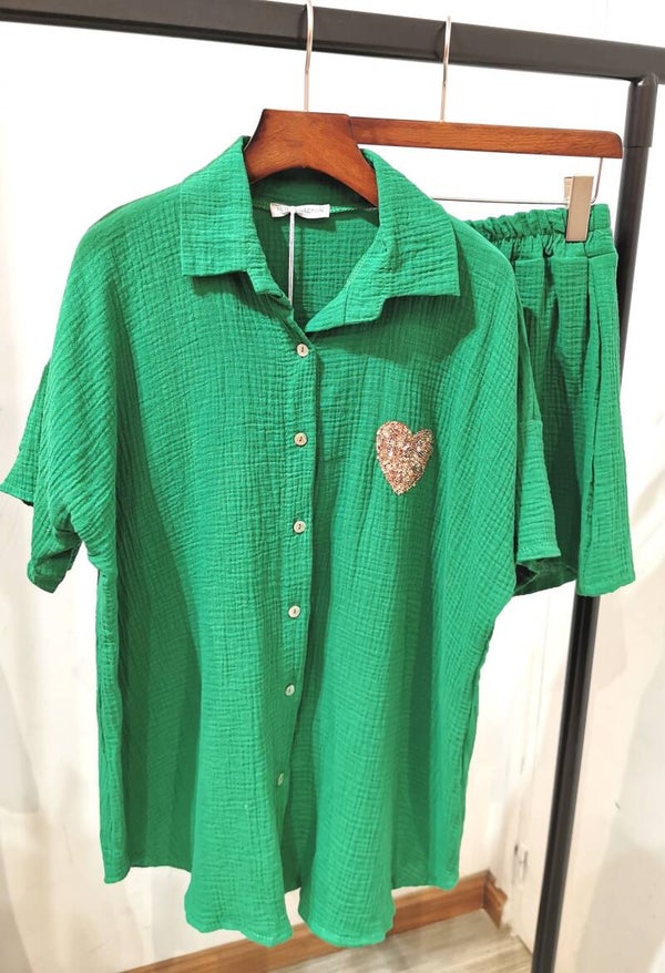 2 pieces set cotton green