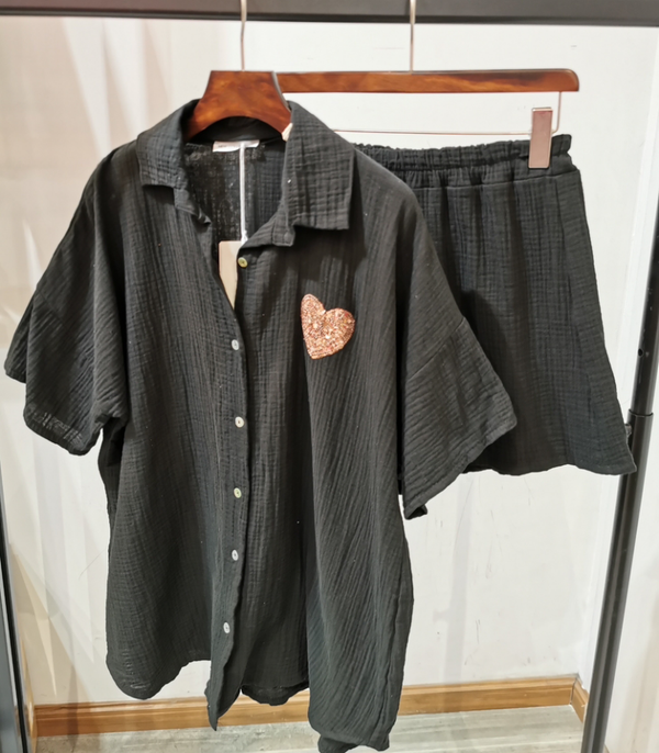 2 pieces set cotton black