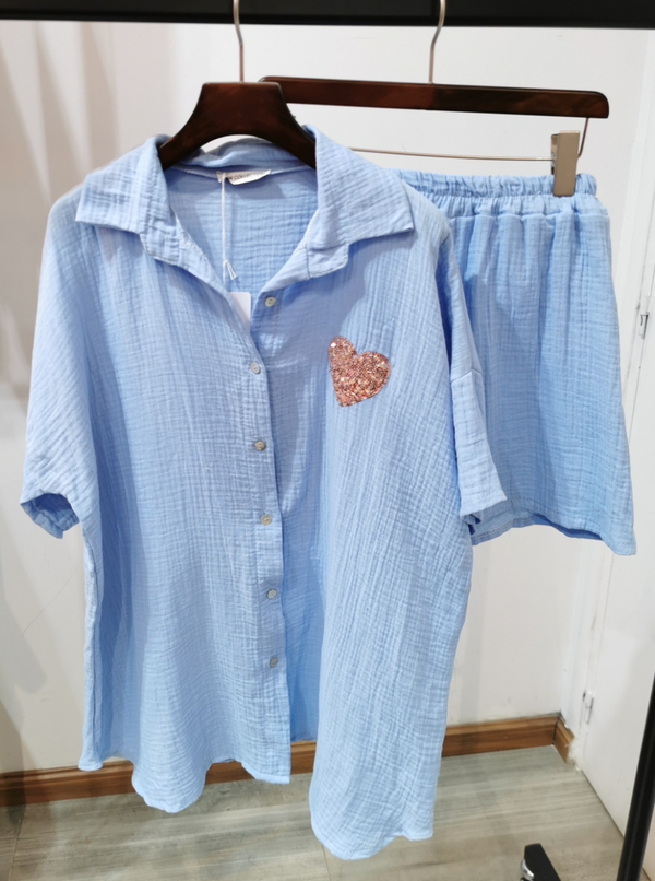 2 pieces set cotton blue