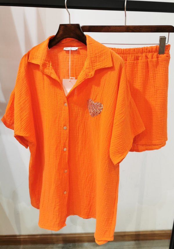 2 pieces set cotton orange