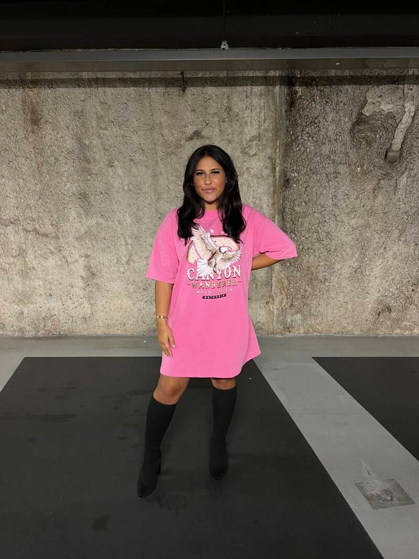 T-shirt jurk Canyon roze