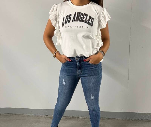 T-shirt Los Angeles wit