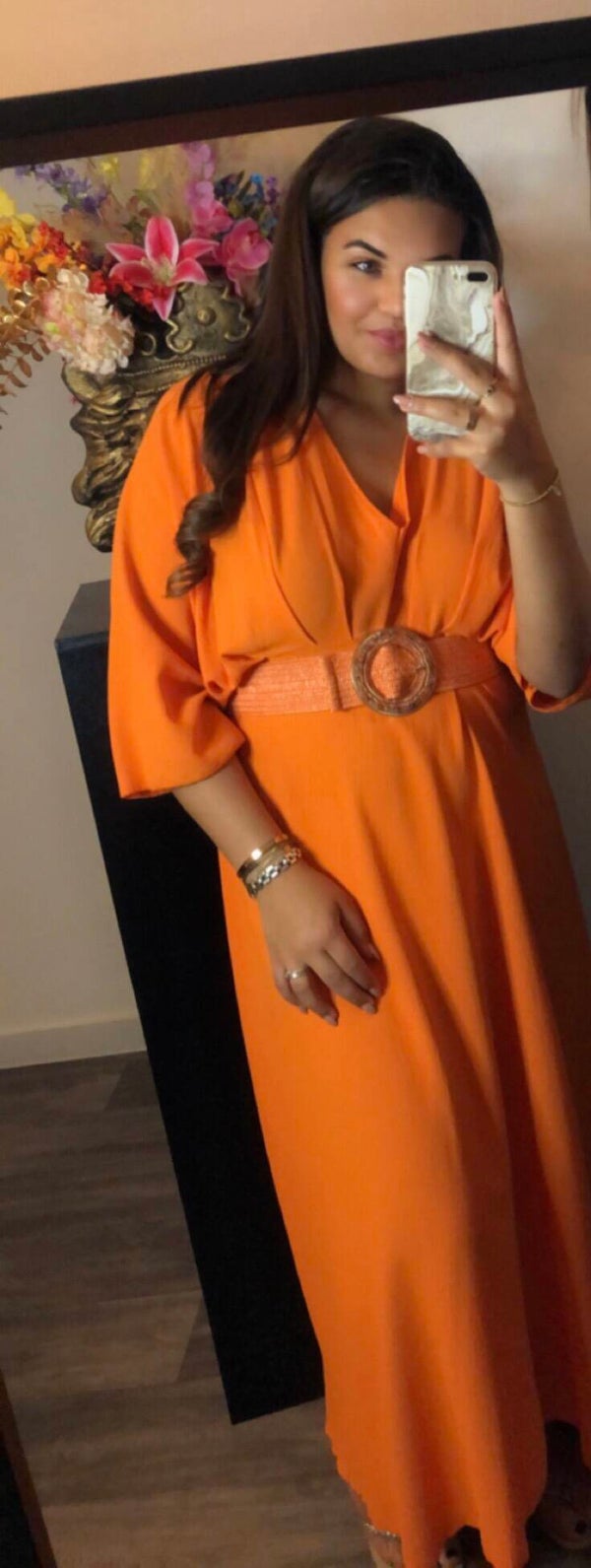 Riem met steentjes oranje