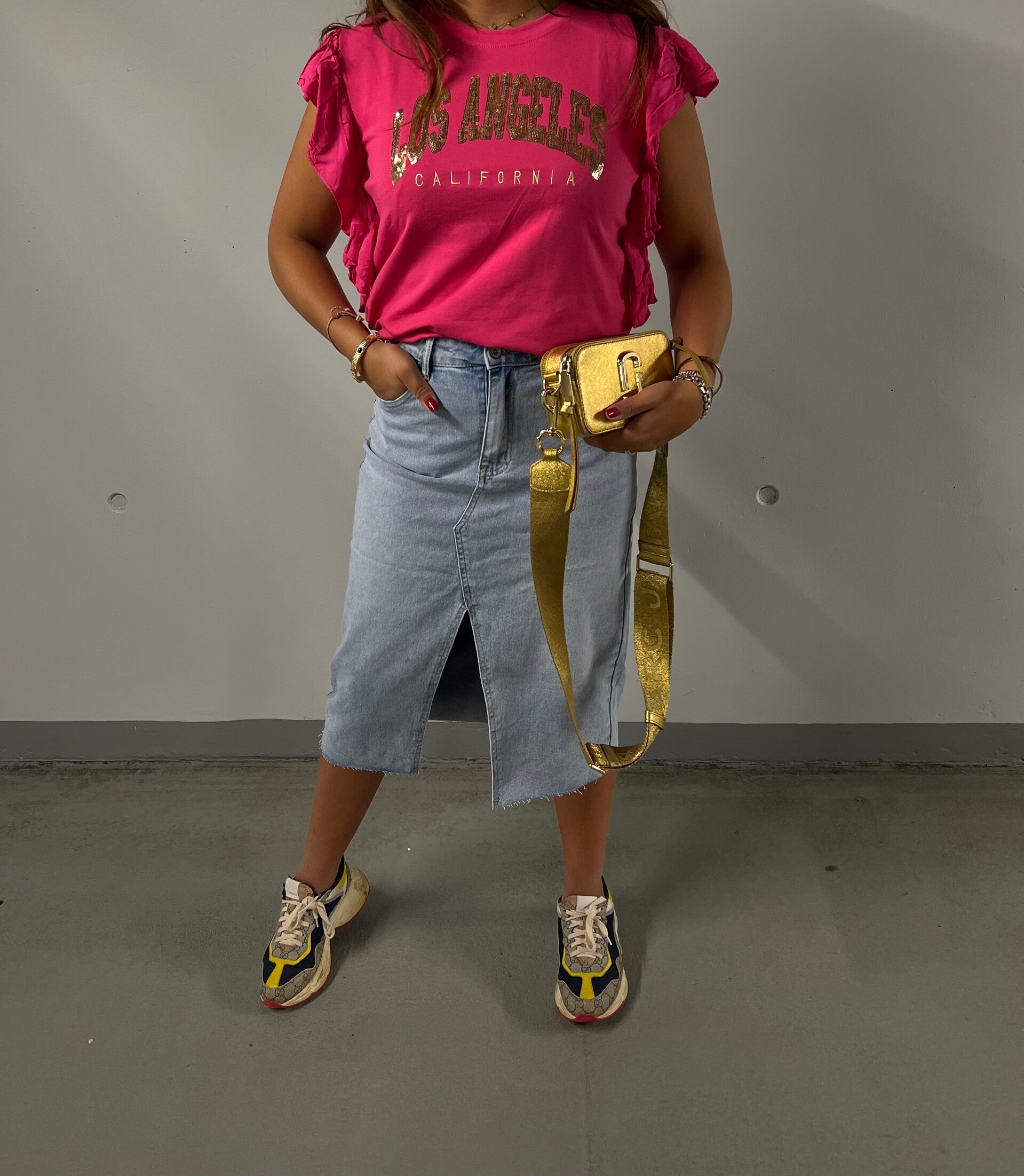 T-shirt Los Angeles roze