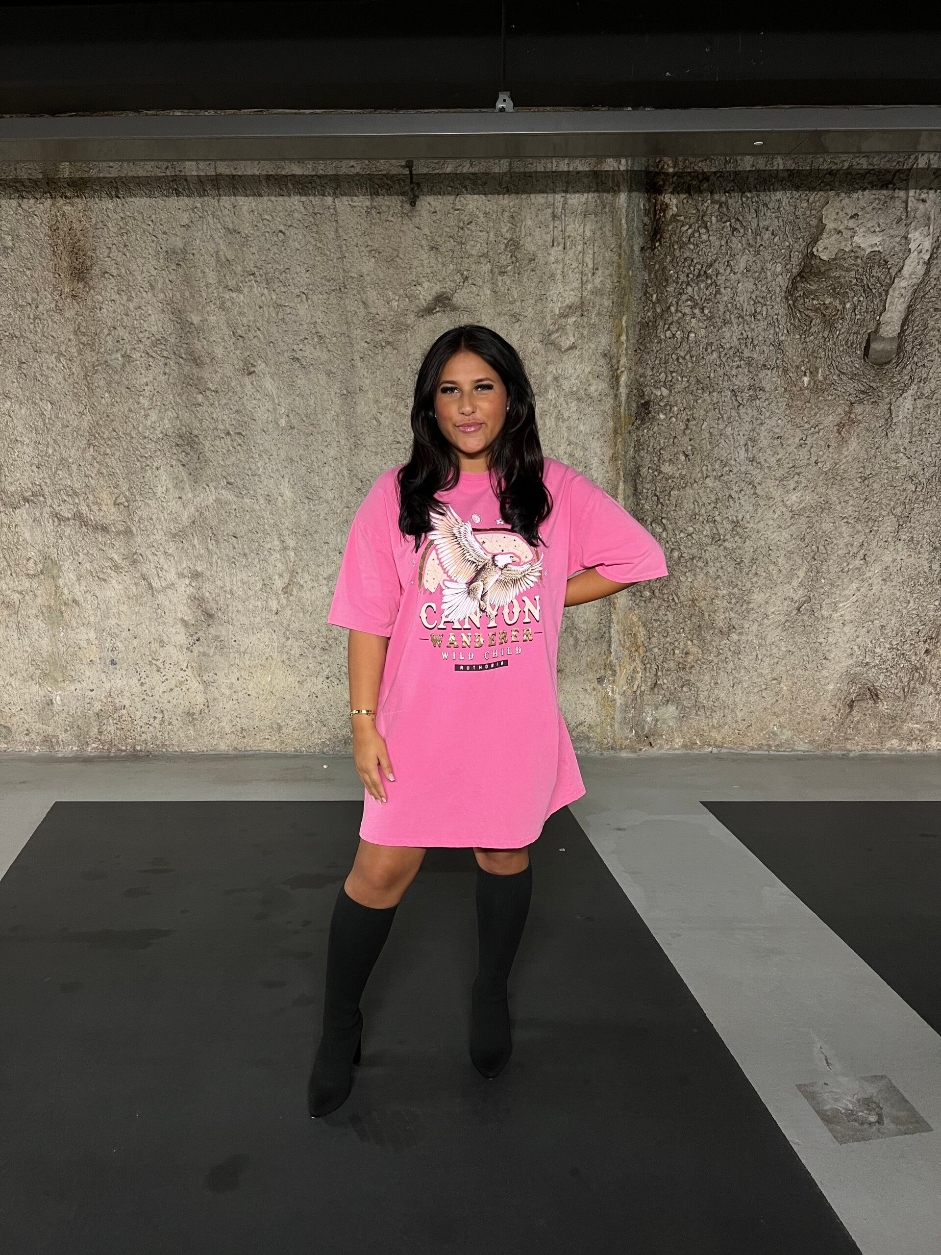 T-shirt jurk Canyon roze