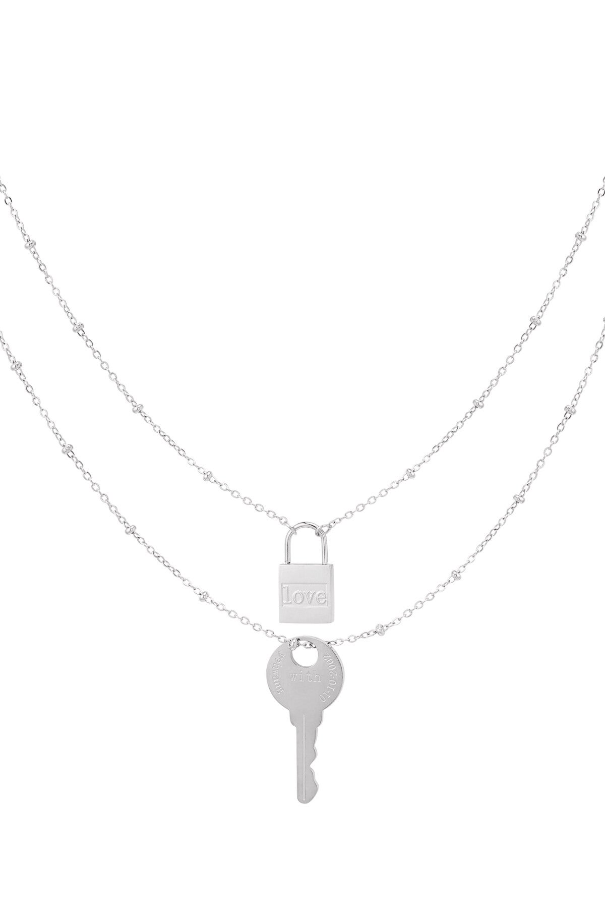 Ketting sleutel & slot Love - zilver