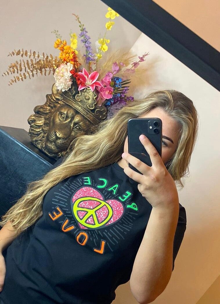 T-shirt Peace Love - black