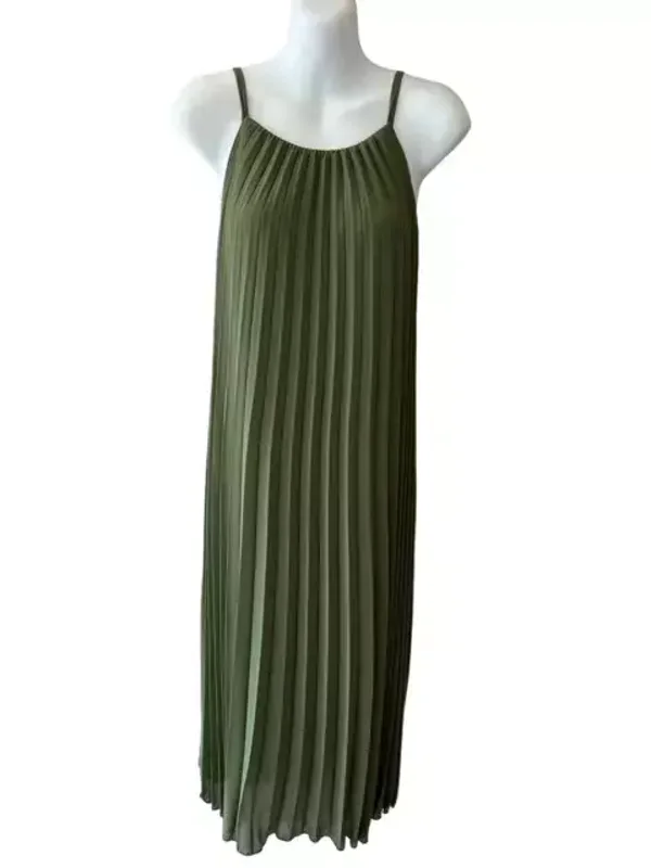 Plus size spaghetti plissé jurk army