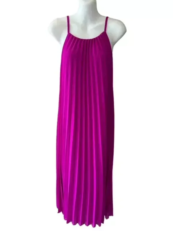 Plus size spaghetti plissé jurk magenta