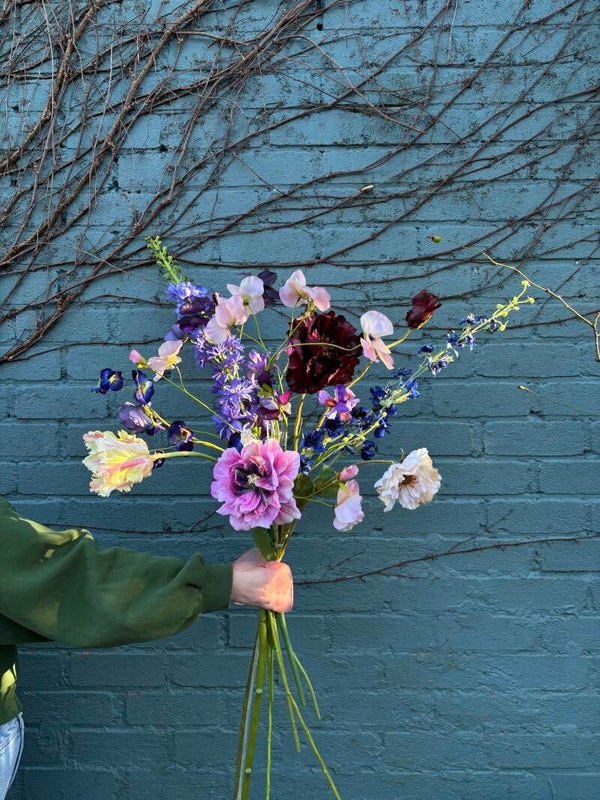 Zijden boeket 'Purple spring'