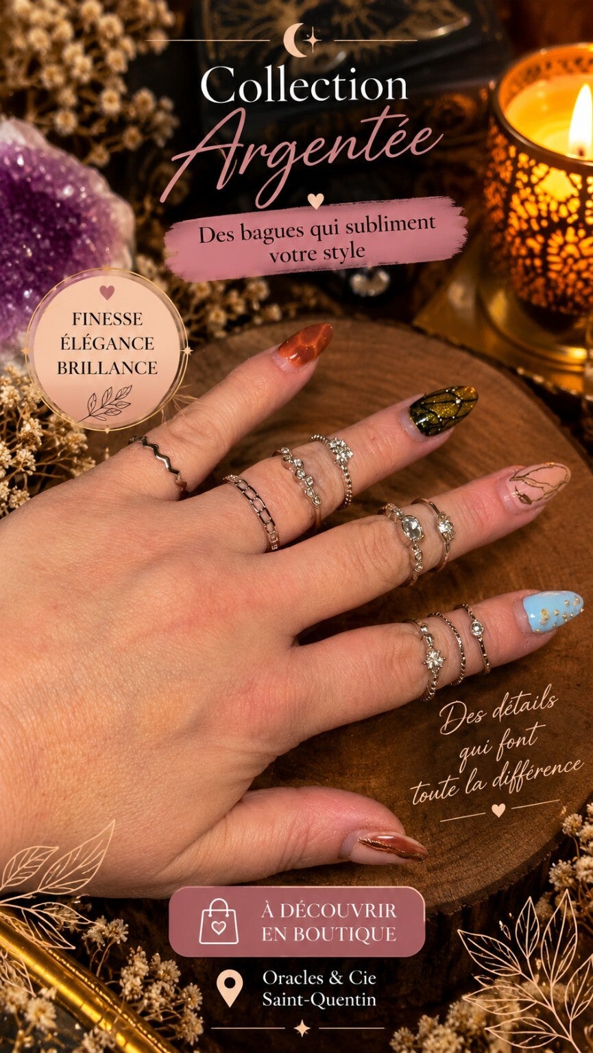 Collection de bagues argentées Oracles & Cie, visuel fourni par la boutique