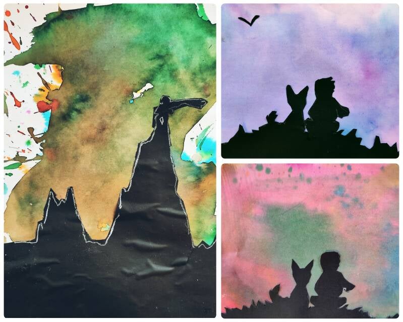 Tekenles kinderen de kleine prins silhouetten ecoline