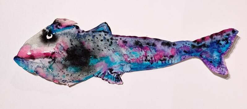 Vis fish drawing painting aquarel