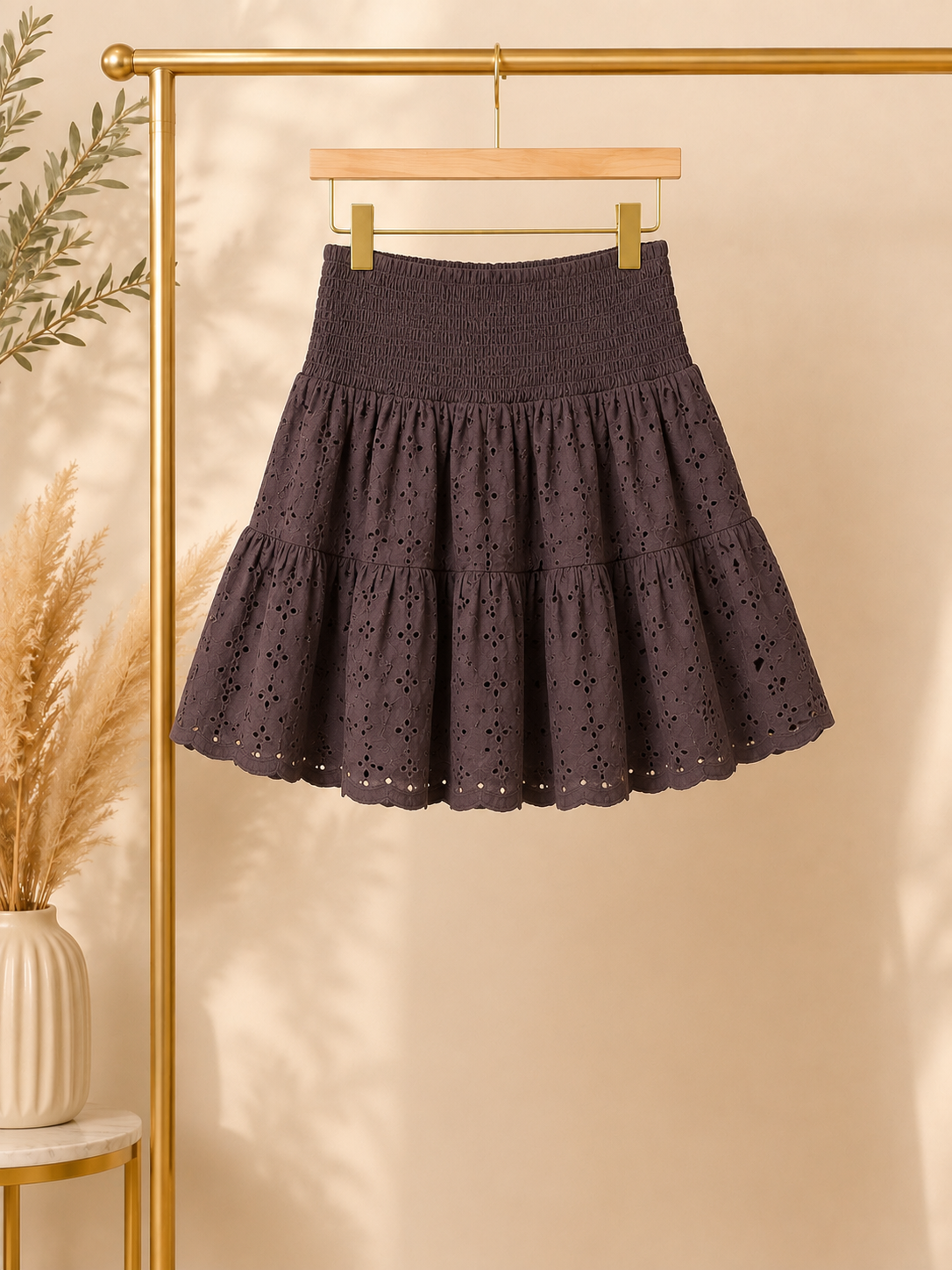 Small Olivaceous Layered Brown Skirt
