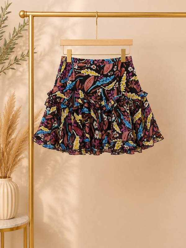 Small Ruffle Hem Floral Skirt