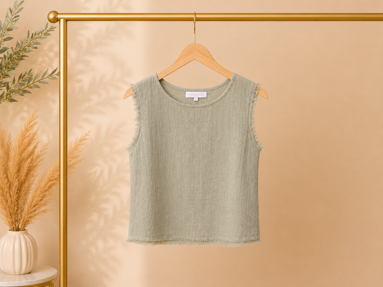 Small Fringe Olivaceous Top