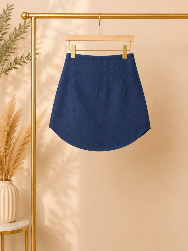 Small Navy Curved Hem Skirt
