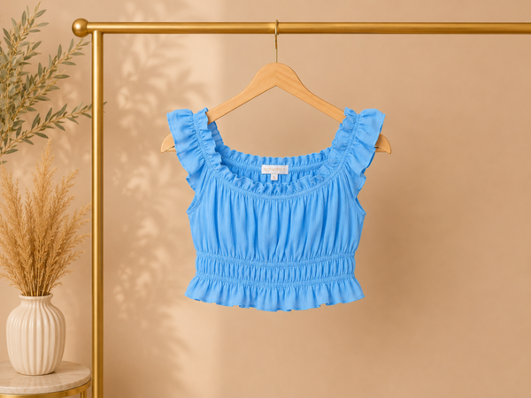 Small Light Blue Olivaceous Crop Top