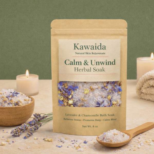 Relaxing Lavender Bath Soak for Stress Relief | Kawaida Calm & Unwind 8oz
