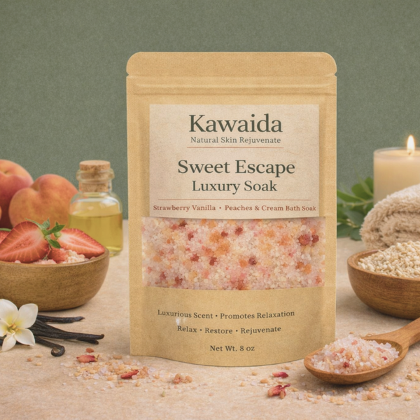 Luxury Scented Bath Soak (Strawberry Vanilla / Peaches & Cream) | Kawaida