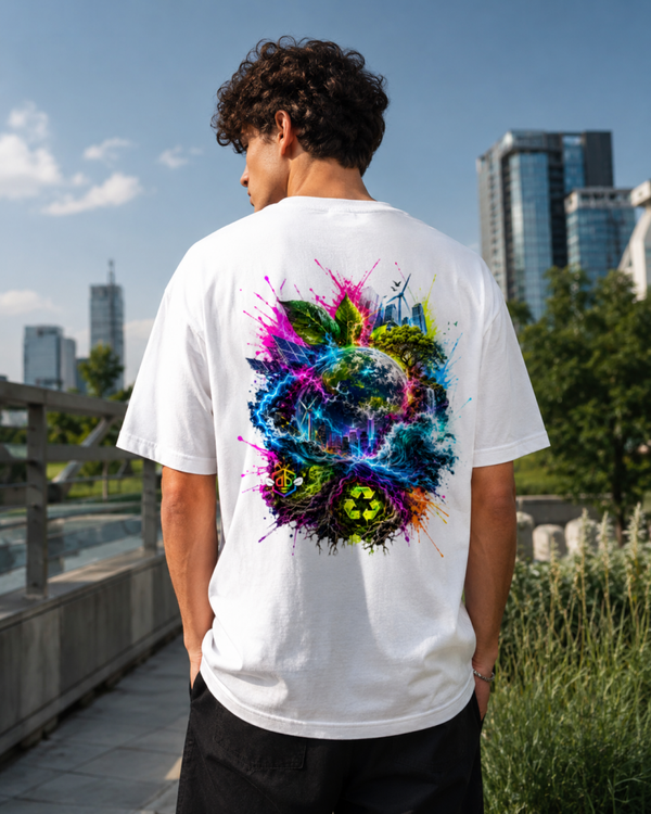 Oversized Unisex weißes Shirt Umwelt Bio-Baumwolle