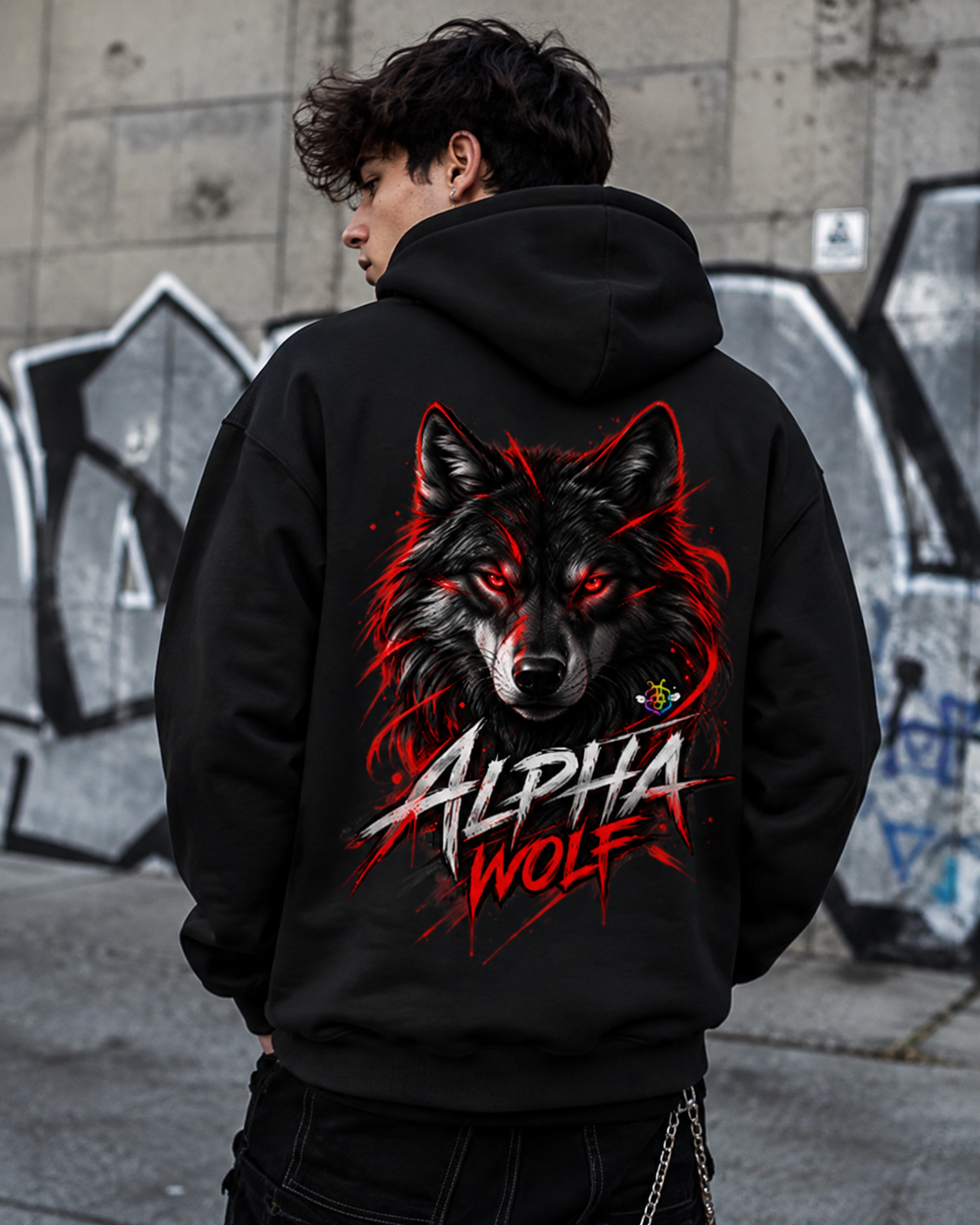 Hoodie Herren Alpha-Wolf rot