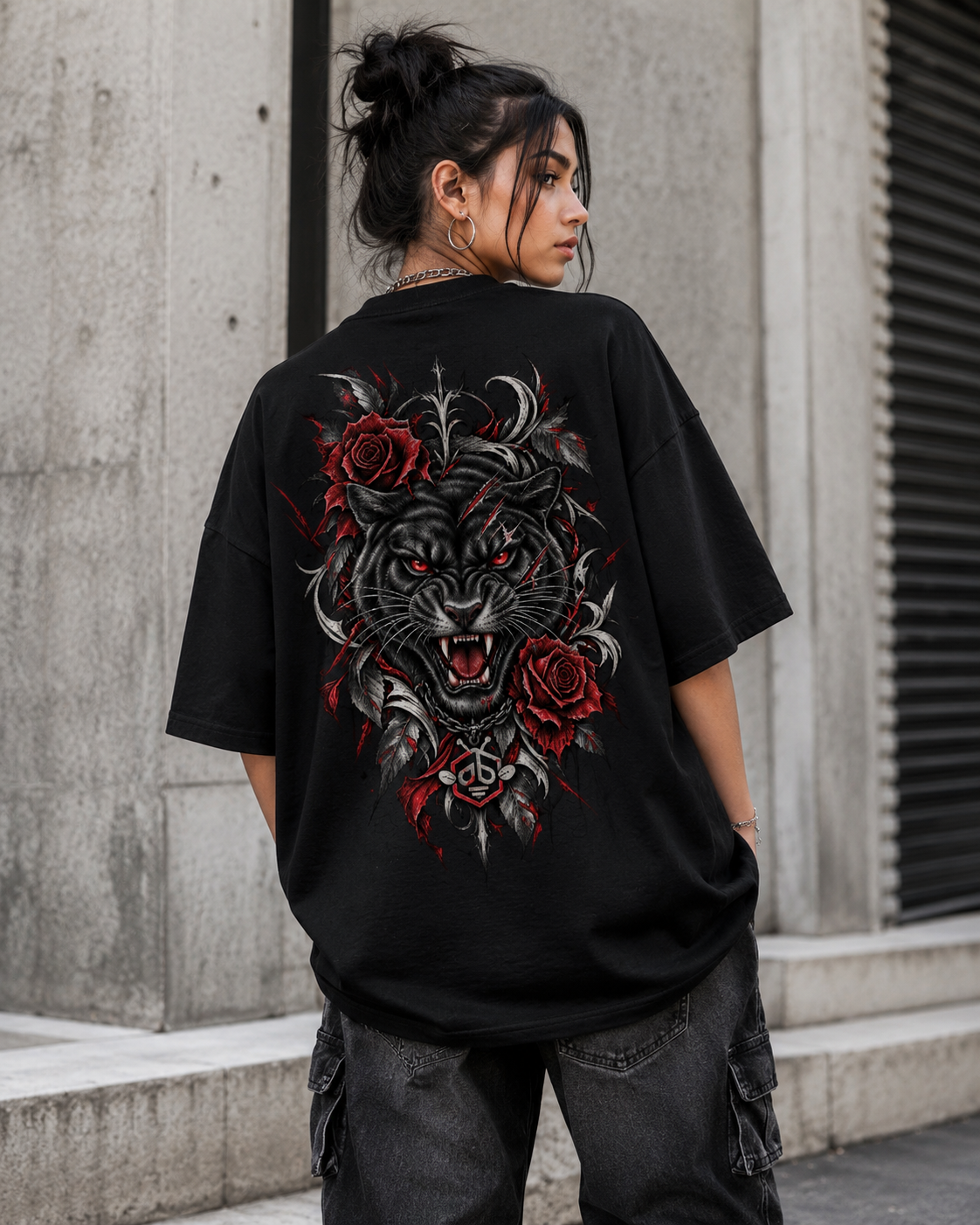 Dark Panther Oversize Shirt – Gothic Streetwear unisex