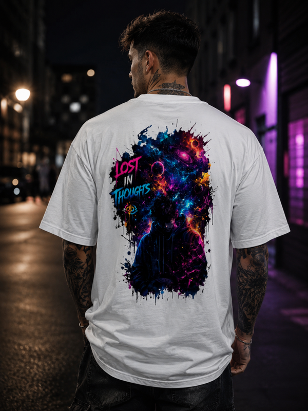 Klassisches Shirt Männer weiß* lost in thoughts *