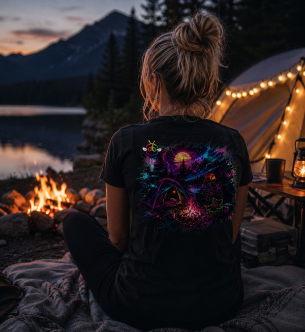 Damen Shirt × Camping × schwarz klassiker