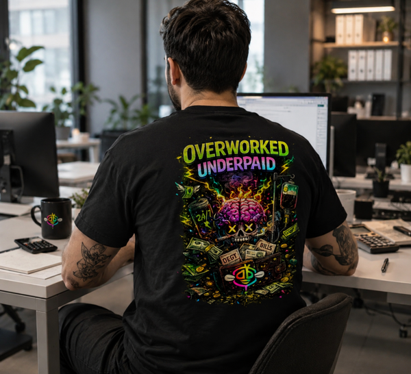SHIRT ' OVERWORKED' überarbeitet und unterbezahlt !