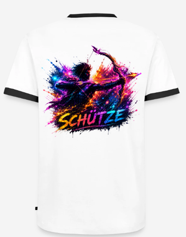 Herren Shirt Schütze weiß mit schwarzem Rand