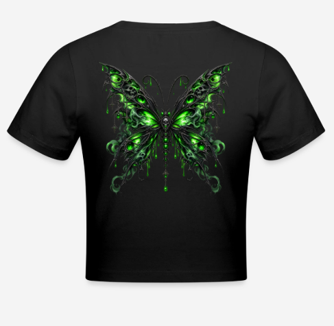 Bauchfreies Damen Shirt Streetwear Dark Gothic Butterfly