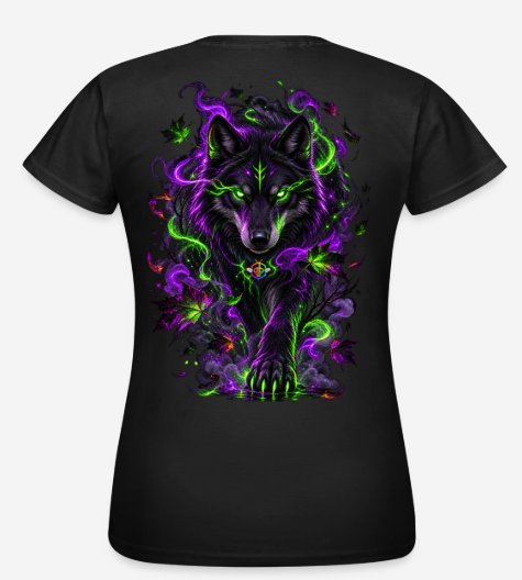 Klassisches Tshirt Damen Mystischer Wolf